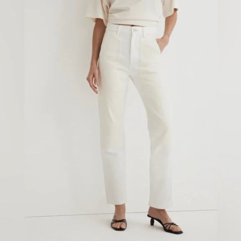 Madewell 90’s Straight Jean: Two Tone Workwear Edition White/Cream size 27